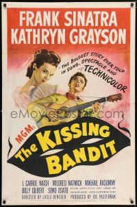 6t423 KISSING BANDIT 1sh '48 art of Frank Sinatra playing guitar & romancing Kathryn Grayson!