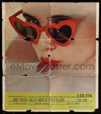 6t445 LOLITA INCOMPLETE 1sh '62 Stanley Kubrick, sexy Sue Lyon with heart sunglasses & lollipop!