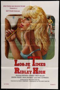 6t451 LOOSE TIMES AT RIDLEY HIGH 1sh '84 Hans Christan, sexy artwork of girl w/pencil in her mouth