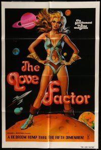 6t459 LOVE FACTOR 1sh '75 bedroom romp thru the fifth dimension, sexcitement in time & space!