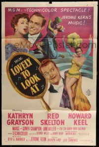 6t465 LOVELY TO LOOK AT 1sh '52 sexy full-length Ann Miller, wacky Red Skelton, Keel
