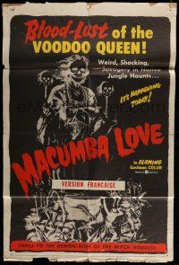 6t480 MACUMBA LOVE 1sh '60 June Wilkinson, cool horror art, blood-lust of the voodoo queen!