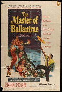6t507 MASTER OF BALLANTRAE 1sh '53 Errol Flynn, Scotland, from Robert Louis Stevenson story!