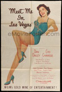 6t514 MEET ME IN LAS VEGAS 1sh '56 super sexy full-length showgirl Cyd Charisse in skimpy outfit!