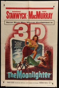 6t530 MOONLIGHTER 3D 1sh '53 excellent 3-D image of sexy Barbara Stanwyck & Fred MacMurray!