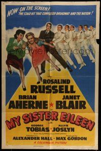 6t556 MY SISTER EILEEN style B 1sh '42 Rosalind Russell in stage hit that convulsed Broadway!