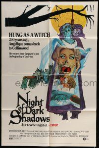 6t576 NIGHT OF DARK SHADOWS 1sh '71 wild freaky art of the woman hung as a witch 200 years ago!