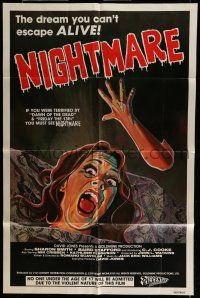 6t582 NIGHTMARE 1sh '81 wild cartoony horror image, the dream you can't escape ALIVE!
