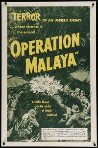 6t606 OPERATION MALAYA 1sh '55 Terror in the Jungle, an unseen communist enemy!