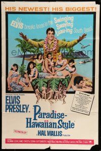 6t617 PARADISE - HAWAIIAN STYLE 1sh '66 Elvis Presley on the beach with sexy tropical babes!