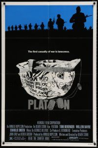 6t631 PLATOON 1sh '86 Oliver Stone, Vietnam, classic scene with Willem Dafoe!