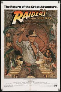 6t641 RAIDERS OF THE LOST ARK 1sh R80s great art of adventurer Harrison Ford by Richard Amsel!