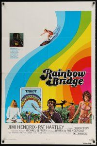 6t642 RAINBOW BRIDGE 1sh '72 Jimi Hendrix, wild psychedelic surfing & tarot card image!