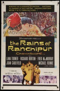 6t643 RAINS OF RANCHIPUR 1sh '55 Lana Turner, Richard Burton, rains couldn't wash their sin away!