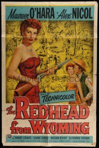 6t647 REDHEAD FROM WYOMING 1sh '53 sexy Maureen O'Hara had a weapon for every kind of man!