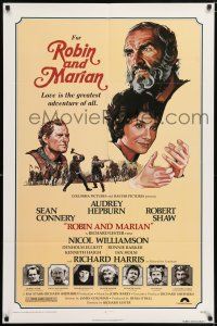 6t656 ROBIN & MARIAN 1sh '76 art of Sean Connery & Audrey Hepburn by Drew Struzan!