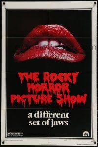 6t659 ROCKY HORROR PICTURE SHOW style A 1sh '75 c/u lips image, a different set of jaws!