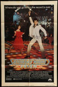 6t673 SATURDAY NIGHT FEVER 1sh '77 best image of disco John Travolta & Karen Lynn Gorney!