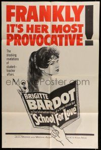 6t674 SCHOOL FOR LOVE 1sh '60 Futures vedettes, sexy Brigitte Bardot, her most provocative movie!