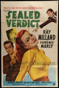 6t677 SEALED VERDICT style A 1sh '48 Ray Milland, sexy Florence Marly ought to hang!