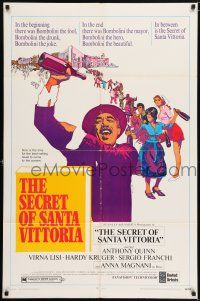6t679 SECRET OF SANTA VITTORIA 1sh '69 Anthony Quinn, Virna Lisi, cool Bob Peak artwork!
