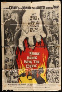 6t681 SHAKE HANDS WITH THE DEVIL 1sh '59 James Cagney, Don Murray, Dana Wynter, sexy Glynis Johns!