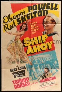 6t693 SHIP AHOY style C 1sh '42 art of sexy tropical Eleanor Powell, Red Skelton, Tommy Dorsey