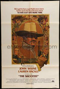 6t695 SHOOTIST 1sh '76 best Richard Amsel artwork of cowboy John Wayne & cast!