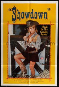 6t699 SHOWDOWN 1sh '86 sexy cowgirl Gina Carrera is back in the saddle again!