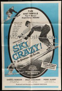 6t711 SKI CRAZY 1sh '55 fun & thrills you'll never experience again, Darrell Robison, Neidlinger!