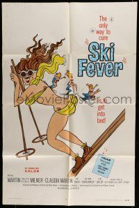 6t712 SKI FEVER 1sh '69 Curt Siodmak directed, Martin Milner, sexy art of bikini clad skier!