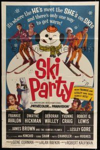 6t714 SKI PARTY 1sh '65 Frankie Avalon, Dwayne Hickman, where the he's meet the she's on skis!