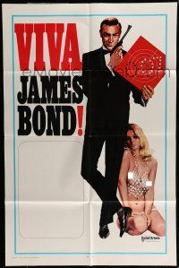 6t905 VIVA JAMES BOND int'l 1sh '70 art of Sean Connery w/super sexy babe in skimpy outfit!
