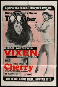 6t908 VIXEN/CHERRY, HARRY & RAQUEL 1sh '68 Russ Meyer's lusty busty superwomen in action!