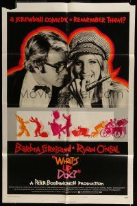 6t930 WHAT'S UP DOC style B 1sh '72 Barbra Streisand, Ryan O'Neal, directed by Peter Bogdanovich!