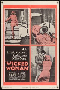 6t942 WICKED WOMAN 1sh '53 bad girl Beverly Michaels, Richard Egan, film noir!