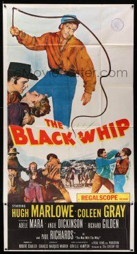 6w433 BLACK WHIP 3sh '56 what was the secret HORROR of this strange killer of the West?