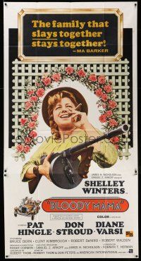 6w435 BLOODY MAMA int'l 3sh '70 Roger Corman, AIP, crazy Shelley Winters with cigar and tommy gun!