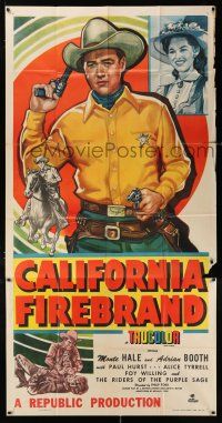 6w445 CALIFORNIA FIREBRAND 3sh '48 great close up art of Monte Hale + riding on horseback!