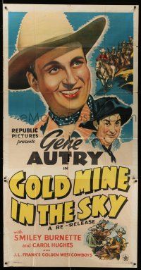 6w519 GOLD MINE IN THE SKY 3sh R40s art of Gene Autry & Smiley Burnette + Golden West Cowboys!