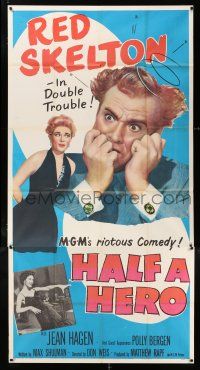 6w525 HALF A HERO 3sh '53 great image of Red Skelton in double trouble with Jean Hagen!