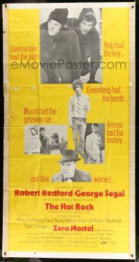 6w542 HOT ROCK 3sh '72 Robert Redford, George Segal, Peter Yates classic, different image!