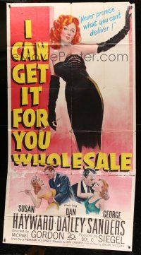 6w544 I CAN GET IT FOR YOU WHOLESALE 3sh '51 art of sexy Susan Hayward in Gilda-like dress!