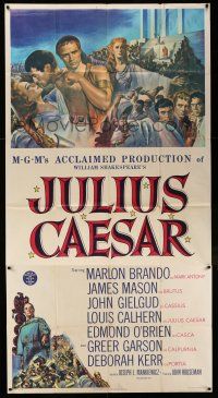 6w552 JULIUS CAESAR 3sh '53 art of Marlon Brando, James Mason & Greer Garson, Shakespeare
