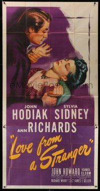 6w572 LOVE FROM A STRANGER 3sh '47 Sylvia Sidney tries to resist John Hodiak, from Agatha Christie
