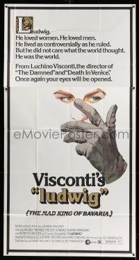 6w574 LUDWIG 3sh '73 Luchino Visconti, artwork of Helmut Berger as the Mad King of Bavaria!