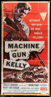 6w576 MACHINE GUN KELLY 3sh '58 without his gun Charles Bronson was naked yellow, cool art!