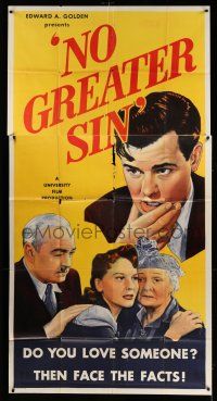 6w598 NO GREATER SIN 3sh '41 stone litho, anti VD, do you love someone? then face the facts!
