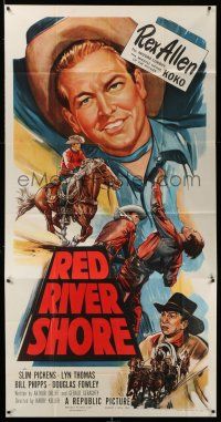 6w623 RED RIVER SHORE 3sh '53 cool full-length artwork of cowboy Rex Allen & his horse Koko!