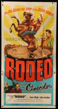 6w627 RODEO 3sh '52 the big brawling story of the rodeo world, daredevil kings & queens!